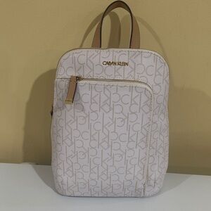 Calvin Klein Hudson Backpack Cream Monogram Backpack Travel luggage backpack